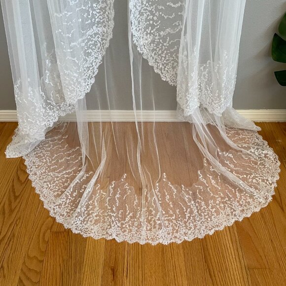 Savannah Miller VREELAND Sequin Bridal Cape | Wedding Dress Topper Ivory | Small - Picture 3 of 11